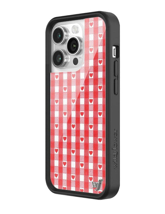 Red Gingham Hearts iPhone Case