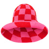 Shilo Checkered Crochet Hat In Red & Pink