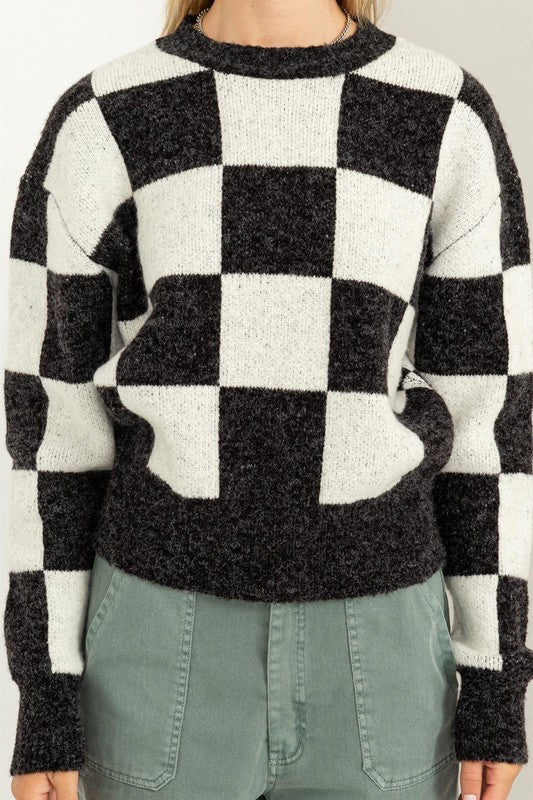 Bold Checkered L/S Sweater