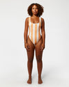 Cabana Stripe One-Piece Swimsuit (Orange Poppy)