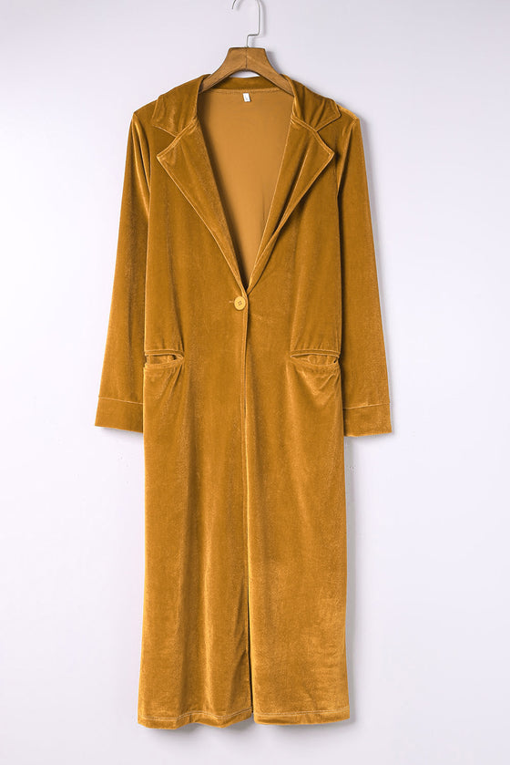 Longline Velvet Cardigan with Pockets