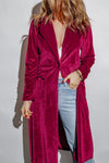Longline Velvet Cardigan with Pockets
