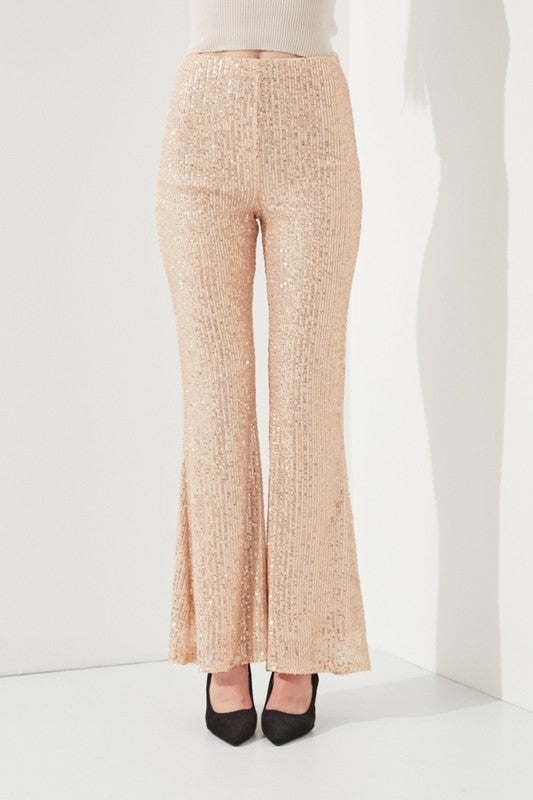 High-waist Sequin Flare Pants