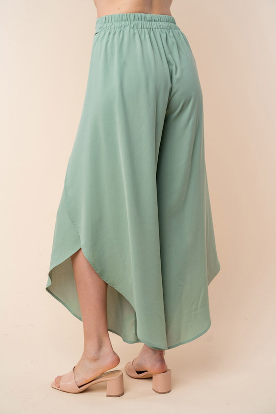 Waves High Waisted Woven Pants in Sage