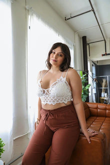 Padded Crochet Lace Longline Bralette