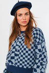 Navy Checkered Sweater