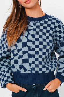  Navy Checkered Sweater