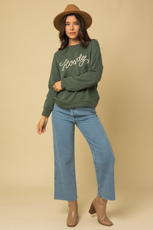L/S Howdy Graphic Print Swetashirt