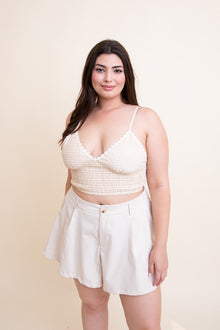  Gingham Smocked Bralette