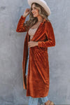 Longline Velvet Cardigan with Pockets