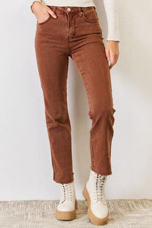  High Rise Straight Jeans in Espresso
