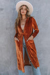 Longline Velvet Cardigan with Pockets