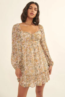 Tiered Floral Woven Mini Dress