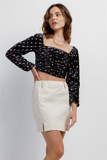  Velvet Polka Crop Top