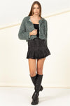 Cropped Faux Fur Jacket in Sea Green