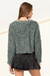 Cropped Faux Fur Jacket in Sea Green