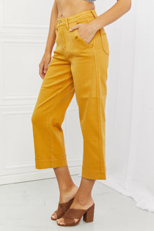  Straight Leg Cropped Jeans-Mustard