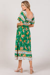 Lucky Smocked Short Sleeve Midi Dress