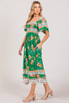 Lucky Smocked Short Sleeve Midi Dress